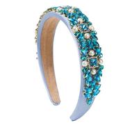 Fabric Headband Diamonds Pearls Hairband Hair Accessories For Women's Party Shining Brightly Hair Band Hoop Girl For Women Girls(Blue)