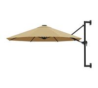 Fabric Home Garden Outdoor LivingWall-Mounted Parasol with Metal Pole 300 cm Taupe