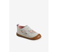 Fabric Indoor Shoes in Printed Fabric, with Hook-&-Loop Strap, for Babies printed white