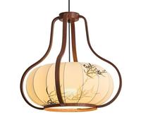 Fabric Light, Asian Gourd Lantern Hanging Lamp, Ceiling Fixture with E26 Socket for Dining Room, Kitchen Island, Bedroom, Living Room, Entryway, Hallway, Study, Hall Anteroom