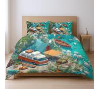 fabric makes them soft fade resistant less likely to rip or tear Duvet Cover Sets, orange color Seaside Car Camping super King Suitable for bedroom