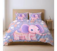 fabric makes them soft fade resistant less likely to rip or tear Duvet Cover Sets, Pink Animals elephants flowers King Suitable for bedroom