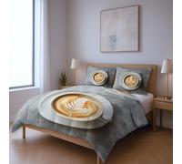 fabric makes them soft fade resistant less likely to rip or tear Duvet Cover Sets,White Coffee coffee cups single Suitable for bedroom