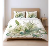 fabric makes them soft fade resistant less likely to rip or tear Quilt Cover Set, Green flower butterfly Double Suitable for bedroom