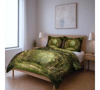 fabric makes them soft fade resistant less likely to rip or tear Quilt Cover Set, green Tree Hole Fantasy Double Suitable for bedroom