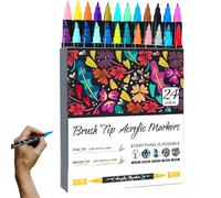 Fabric Marker, Acrylic Paint Markers - Waterproof Dual Tip Acrylic Painter Markers with Brush Tip and Fine Tip | Dual Color Art Supplies for Rup Painting