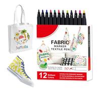 Fabric Markers Set - 12 Color Textile Watercolor, Permanent Permanent Clothing Paint, Shirt Decorating, Washable Laundry Dye Tool | Creative Art Supply For Home Outdoor Laundry