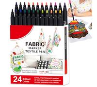 Fabric Markings for Clothing - 12/24 Colour Cloth Paint Markers - Textile Watercolour Washable Painting Fabric Pen for Shoe Wash Polyester Outdoor Shopping Bag Tablecloth Ceramic Cotton