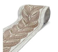 Fabric Mart Direct Braided Chevron Luxe Embroidered Border by The Metre, Floral Embroidery Trim for Curtains, Luxury Upholstery Lace for Table Cloth, 5 Inches (127mm), Drapery Trim for DIY, Pillow
