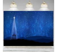 Fabric Nativity Scene Backdrop Blue Starry Sky Bethlehem Stars Nativity Manger Scene Background Christmas Church Nati 210X150cm