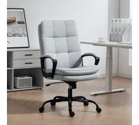 HOMCOM Fabric Office Chair - Computer Desk Chair for Home - - Light Grey | TJ Hughes