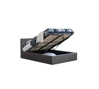 Fabric Ottoman Storage Bed with High Headboard, Gas Lift Up Base Modernique Grey Small Double