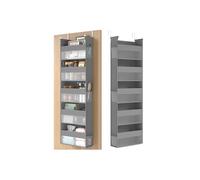 Fabric over the door organiser with mesh pockets and side pouches, Dove Grey