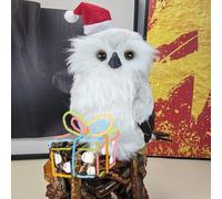 Fabric Owl Christmas Tree Topper, 11.5 inch White Snowy Owl Tree Topper for Christmas Tree, Realistic Feathers & Glitter, Easy to Place, Festive Holiday Decor for Xmas, Home, Party