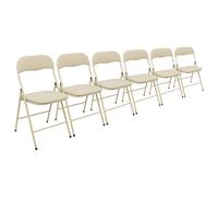Harbour Housewares Fabric Padded Metal Folding Chairs - Beige - Pack Of 6