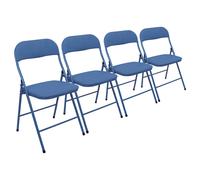 Harbour Housewares Fabric Padded Metal Folding Chairs - Blue - Pack Of 4