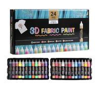 Fabric Paint, Permanent Soft Textile Paints, 30Ml Craft Tool Waterproof 24 Colors Painting for Adults Canvas Wood Hat Decoration Clothing Crafts Kids Glass