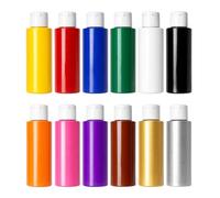 Fabric Paint Set of 12 Vibrant Colours 60ml Each Washable Textile Paints 10 Colours + 2 Metallic Colours (Gold and Silver) Machine Washable Textile Paints 12 x 60ml T-Shirt Colours