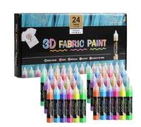 Fabric Paint | Textile Paint Permanent - 24 Colours Waterproof Craft Set 30 ml for Children Adults Textiles Wood Glass Hats Painting