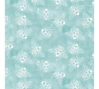 Fabric Palette - Beentanical Outlines Bees Cotton Print Fabric by 0.5 Metres 112cm Wide, Turquoise Color, 100% Cotton Craft Fabric Material for Crafts, Quilting, Sewing, Dressmaking, Patchwork