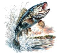 Fabric Panel 8"x8" Fish 100% Cotton Quilting Sewing Block R2113