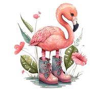 Fabric Panel 8"x8" Flamingo in Boots 100% Cotton Quilting Sewing Block B112