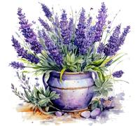 Fabric Panel 8"x8" Lavender Flowers 100% Cotton Quilt Square Block G2969