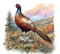 Fabric Panel 8"x8" Pheasant 100% Cotton Quilting Sewing Block R2013