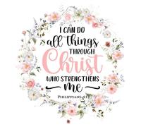 Fabric Panel 8"x8" Philippians 4:13 Bible Verse 100% Cotton Quilting Sewing Block DI306