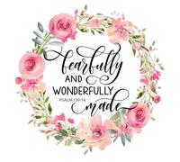 Fabric Panel 8"x8" Psalm 139:14 Scripture 100% Cotton Quilting Block S184