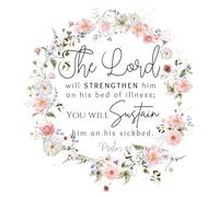 Fabric Panel 8"x8" Psalm 41:3 Faith Scripture 100% Cotton Quilting Sewing Block DL1016