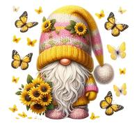 Fabric Panel 8"x8" Sunflower Gnome 100% Cotton Quilting Sewing Square ET426