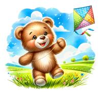 Fabric Panel 8"x8" Teddy Bear 100% Cotton Quilting Sewing Block Square O3042