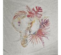 Fabric Panels for Cushions Bags 100% Cotton Linen Look Rich Colour Prints 18" x 18" Premium Material Quilting Crafts Sewing Patchwork Upholstery (Floral Elephant)