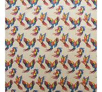 Fabric Panels for Cushions Bags Cotton Rich Animals Birds Home Décor Wild Floral for Sewing Crafting DIY 18"x18" Size by The Fabric Guys (Parrot 4)