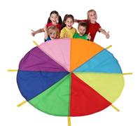 Fabric Parachute Group Game - Vibrant Multicolor Play Tent with Strong Handles | Perfect for kids' outdoor activities, promotes teamwork, balance and interactive social engagement for all ages