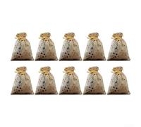Fabric Party Favor Bags 10pcs Glitter Stars(beige)