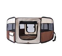 Fabric Pet Puppy Dog Cat Rabbit Pig Guinea Playpen Play Pen Run Brown Cream M - PawHut | TJ Hughes