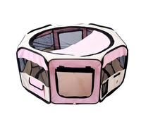 Fabric Pet Puppy Dog Cat Rabbit Pig Guinea Playpen Play Pen Run M Pink and Cream - PawHut | TJ Hughes