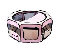 PawHut Portable Cat Dog Playpen Pet Puppy Rabbit Guinea Pig Pen Run Dia 90 x 41H cm Indoor & Outdoor Pink