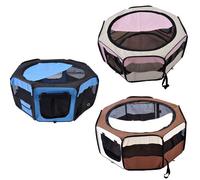 PawHut Portable Cat Dog Playpen Pet Puppy Rabbit Guinea Pig Pen Run Dia 90 x 41H cm Indoor & Outdoor Pink