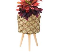 Fabric Planter Stand, Plant Stand in Basket with Legs,Planter Stand with 3 Wooden Legs | Indoor Planter Basket, Indoor Plant Stand, Goal Stand
