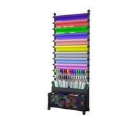 Fabric Roll Storage Rack,Commercial Grade Steel Shelf,Heavy Duty Mobile Cart,for Textile Rolls Wallpaper Window Film,Bearing 200KG(Black,170x70x26cm) (Black 170x100x26cm)
