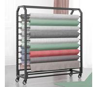 Fabric Roll Storage Rack Fabric Display Rack, Movable Shelves Fabric Sample Vinyl Roll Hanging Rack Multifunctional Heavy Duty Metal Rack Wallpaper Car Window Film Storage Rack With Brakeabl