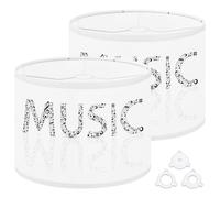 Fabric Round Drum Lamp Shade Abstract Music Word Music Vintage Medium Linen Decorative Assembly Replacement Lampshades 13inch Set of 2 for Table Lamps, Floor Lamps,Ceiling Lamp