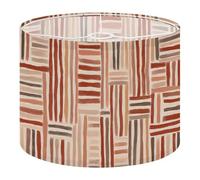Fabric Round Drum Lamp Shade Abstract Terracotta Striped Hand Painted Brush Vintage Medium Linen Decorative Assembly Replacement Lampshades 13inch Set of 1 for Table Lamps, Floor Lamps,Ceiling Lamp