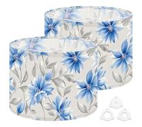Fabric Round Drum Lamp Shade Art Design Floral Watercolors Effect Pastel Medium Linen Decorative Assembly Replacement Lampshades 13inch Set of 2 for Table Lamps, Floor Lamps,Ceiling Lamp