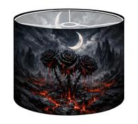 Fabric Round Drum Lamp Shade Black Roses Dripping Lava Dark Gothic Fantasy Medium Linen Decorative Assembly Replacement Lampshades 13inch Set of 1 for Table Lamps, Floor Lamps,Ceiling Lamp