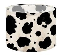 Fabric Round Drum Lamp Shade Black White Cow Print Circular Spots Medium Linen Decorative Assembly Replacement Lampshades 13inch Set of 1 for Table Lamps, Floor Lamps,Ceiling Lamp