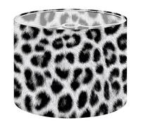 Fabric Round Drum Lamp Shade Black White Leopard Print Realistic Fur Texture Vintage Medium Linen Decorative Assembly Replacement Lampshades 13inch Set of 1 for Table Lamps, Floor Lamps,Ceiling Lamp